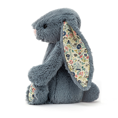 Blossom Rabbit Plush Toy - H 18 cm - Dusty Blue