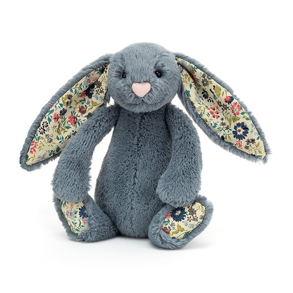 Blossom Rabbit Plush Toy - H 18 cm - Dusty Blue