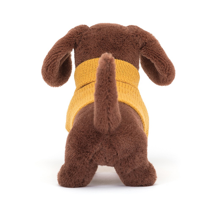 Yellow Sweater Sausage Dog Plush - H 14 cm