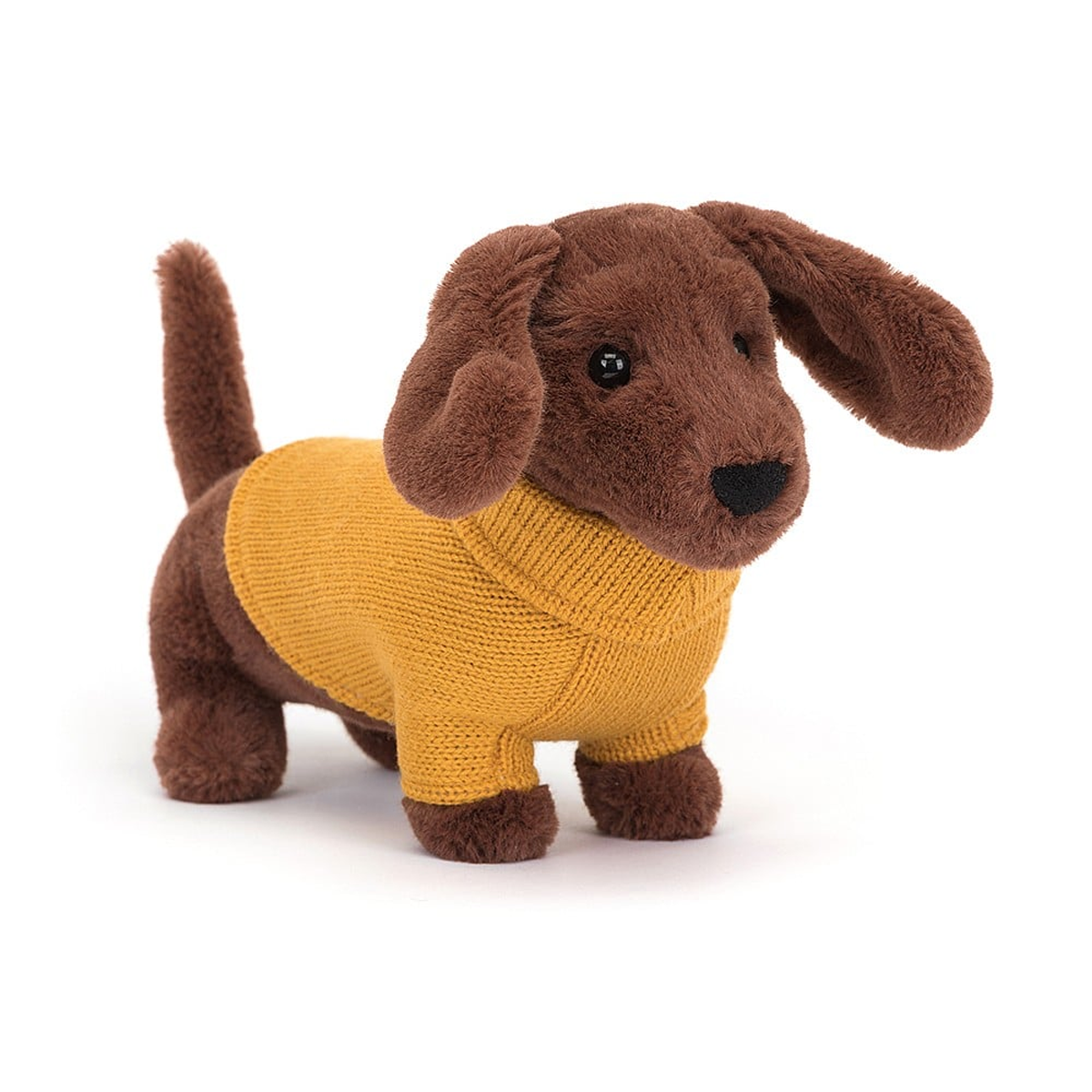 Yellow Sweater Sausage Dog Plush - H 14 cm